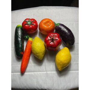 Handcrafted Paper Mache Fruits & Vegetables Set Vibrant Colors Fruit Decor